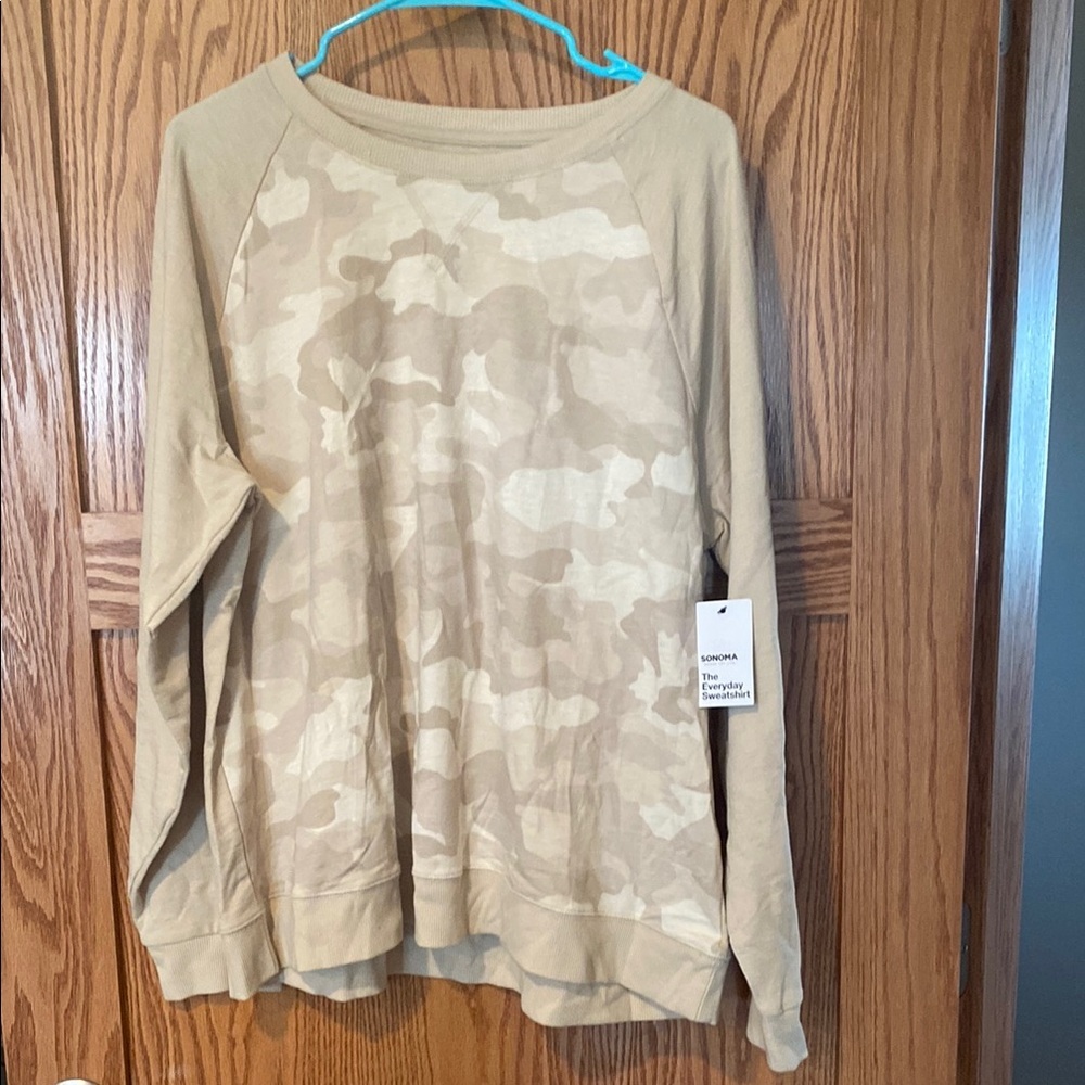 Sonoma The Everyday Beige Camo Sweatshirt XXL NWT